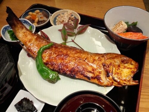 Grilled sea bream known in Japanese as ''guji'' or ''amadai''