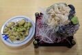 Okinawan yakogai shell fried and raw as sashimi